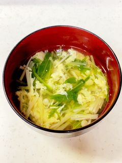 えのき 水菜 かきたまの味噌汁^^-レシピのメイン写真