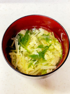 えのき 水菜 かきたまの味噌汁^^-レシピのメイン写真