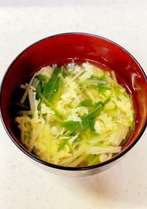 えのき 水菜 かきたまの味噌汁^^-レシピのメイン写真