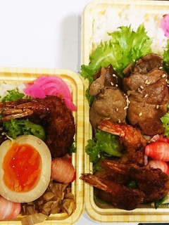 【夫婦弁当145】舞茸肉巻きとエビフライ-レシピのメイン写真