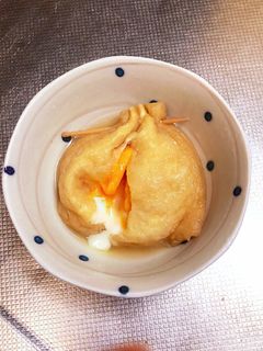 めんつゆで簡単♡とろ〜り冷凍卵の巾着煮-レシピのメイン写真