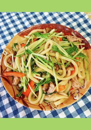 水菜の和風焼きうどん-レシピのメイン写真