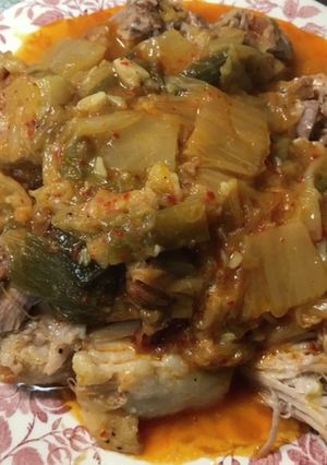 韓国風　豚バラブロックのキムチ煮込み-レシピのメイン写真