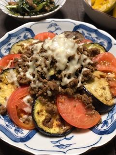 焼き茄子とトマトの肉味噌チーズかけ-レシピのメイン写真