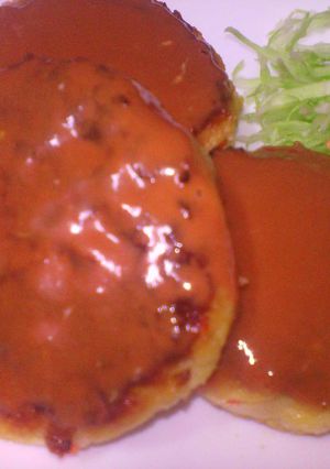 肉なし豆腐ﾊﾝﾊﾞｰｸﾞ簡単ｿｰｽかけ♪-レシピのメイン写真