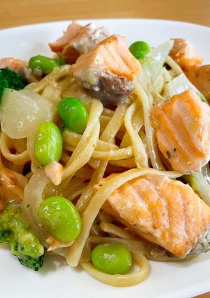 簡単！サーモンクリームパスタ！-レシピのメイン写真