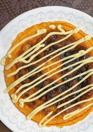 お好み焼き風！明太子とお餅の卵焼き-レシピのメイン写真