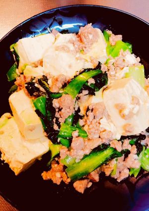 ヘルシー!豆腐とチンゲン菜のひき肉炒め-レシピのメイン写真