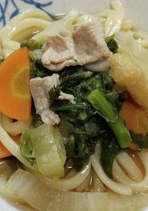 豚肉と春菊の煮込みうどん-レシピのメイン写真