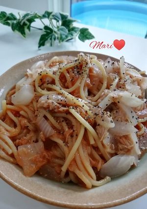 ツナ缶1缶！フライパン1つトマトパスタ-レシピのメイン写真