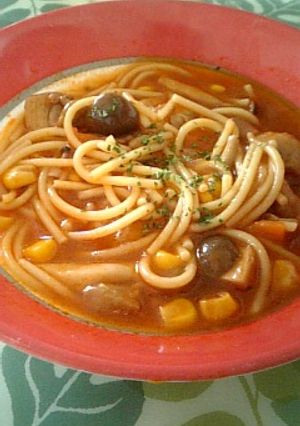 市販のソースで簡単★トマトスープスパ！-レシピのメイン写真