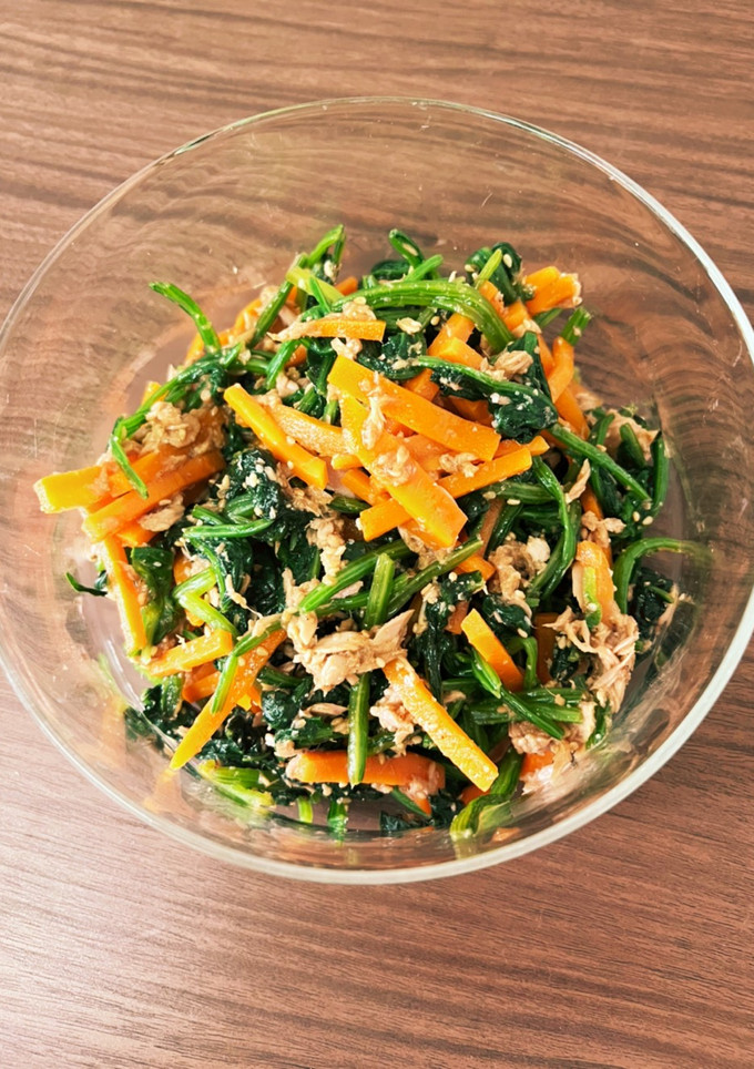 ほうれん草とツナとにんじんのあえ物-レシピのメイン写真