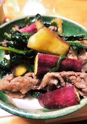 牛肉とほうれん草とさつまいもの甘辛焼き-レシピのメイン写真