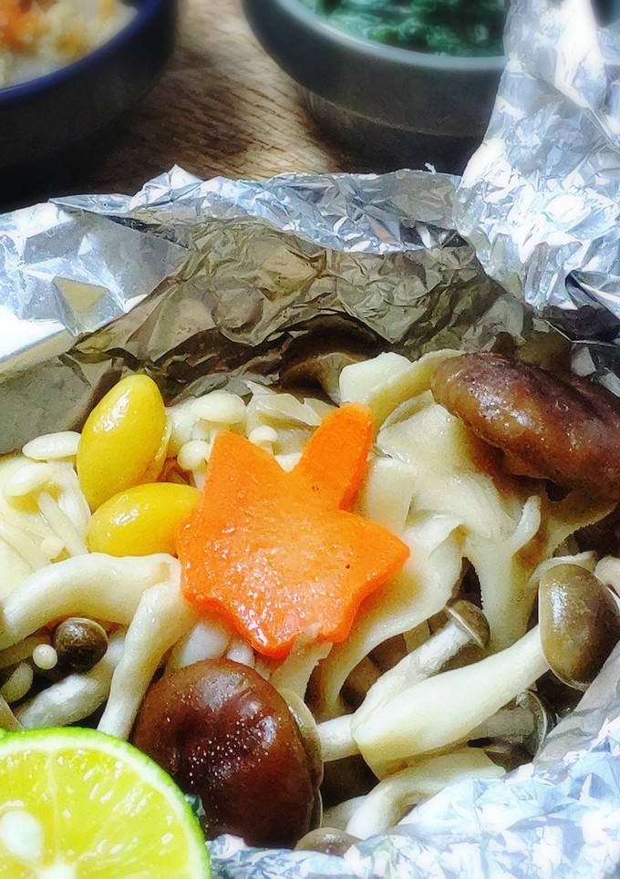 鶏ときのこのホイル焼き～吹き寄せ風～-レシピのメイン写真