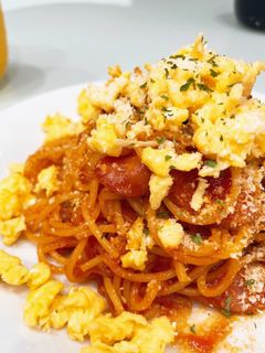 簡単!ナポリタンスクランブルエッグ乗せ-レシピのメイン写真