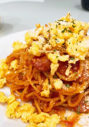 簡単！ナポリタンスクランブルエッグ乗せ-レシピのメイン写真