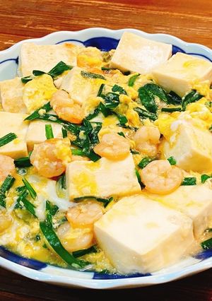 ニラ卵エビ豆腐-レシピのメイン写真