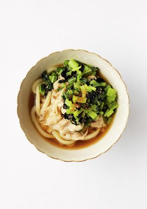妊婦飯♪小松菜と豚肉のおうどん-レシピのメイン写真