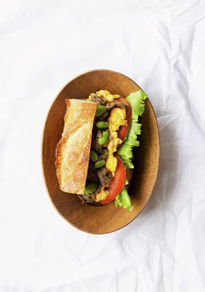 妊婦飯♪しぐれ煮と卵のサンドイッチ-レシピのメイン写真