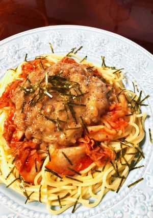キムチ納豆スパゲティ！-レシピのメイン写真