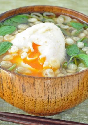 豆苗と半熟卵の味噌汁-レシピのメイン写真