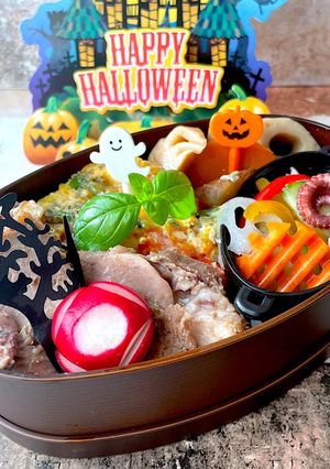 神無月18日 煮豚 ハロウィン弁当-レシピのメイン写真