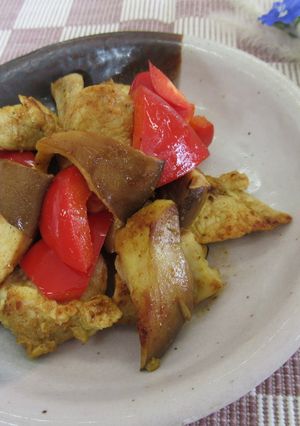 あわび茸と鶏肉のカレー風味炒め-レシピのメイン写真