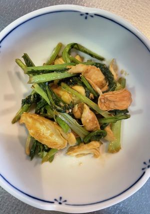 鶏ささ身とカブの葉の味噌炒め-レシピのメイン写真