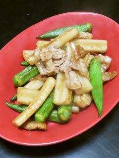 ちくわぶとオクラと三枚肉のオイスター炒め-レシピのメイン写真