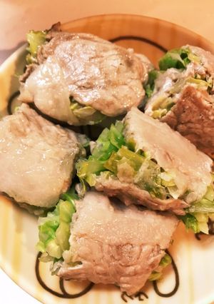 肉巻きキャベツのアヒージョ-レシピのメイン写真