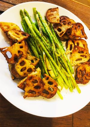 蓮根とアスパラの1番美味しい食べ方-レシピのメイン写真