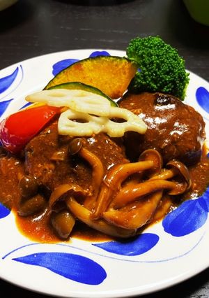 煮込みハンバーグきのこソース-レシピのメイン写真