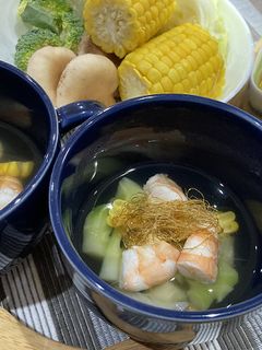 野菜と海老の芯(新)食感!スープ-レシピのメイン写真