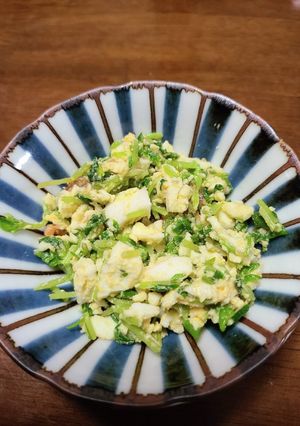 豆苗とゆで玉子の梅和え-レシピのメイン写真