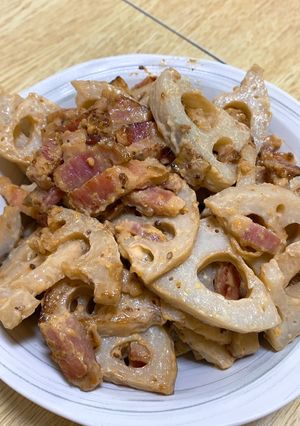 蓮根とベーコンのマヨマスタード炒め-レシピのメイン写真