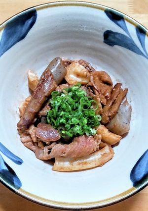 叩きレンコンと豚こま肉の中華風煮付け-レシピのメイン写真