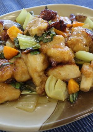 鶏肉とチンゲン菜の黒酢あん炒め-レシピのメイン写真