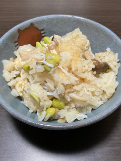 枝豆&しめじ&油揚げ&しらす炊き込みご飯-レシピのメイン写真