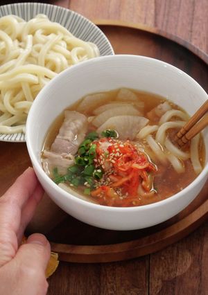 10分で！豚ばら大根キムチのつけうどん-レシピのメイン写真