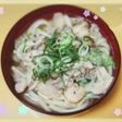 エビ入り野菜炒めと白だしのうどん