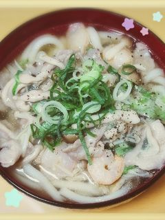 エビ入り野菜炒めと白だしのうどん-レシピのメイン写真