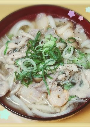 エビ入り野菜炒めと白だしのうどん-レシピのメイン写真