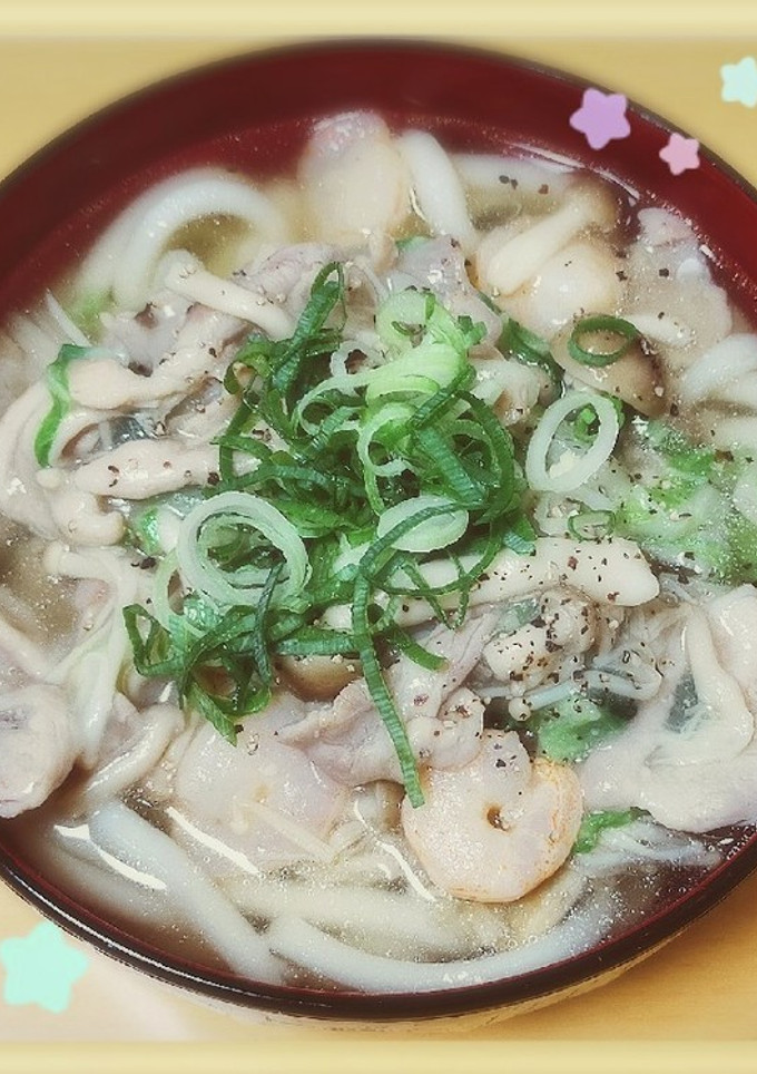 エビ入り野菜炒めと白だしのうどん-レシピのメイン写真