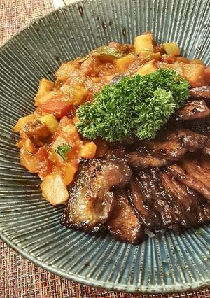 ラタトゥイユ豚丼。(o^^o)♪-レシピのメイン写真