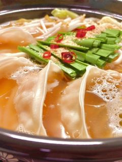もつ鍋風♡冷凍餃子一人鍋♡-レシピのメイン写真
