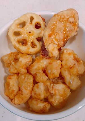 レンジで簡単、濃厚丼つゆで、天丼！-レシピのメイン写真