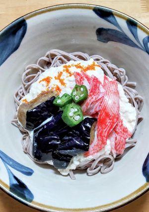 滑らか豆腐とナスにカニカマのブッカケ蕎麦-レシピのメイン写真