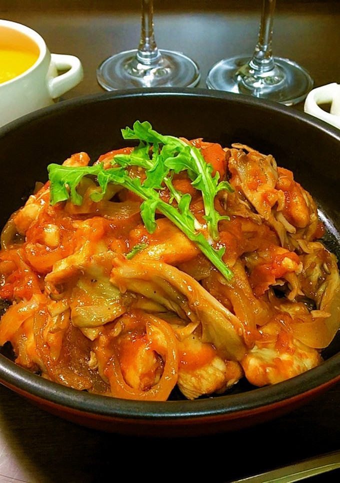 鶏胸肉と舞茸の簡単トマト煮♪-レシピのメイン写真