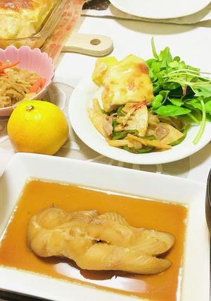 今日の夕飯メニューカレイメインの献立-レシピのメイン写真