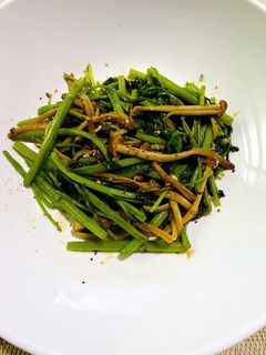 空芯菜と茶えのきの塩麹炒め-レシピのメイン写真